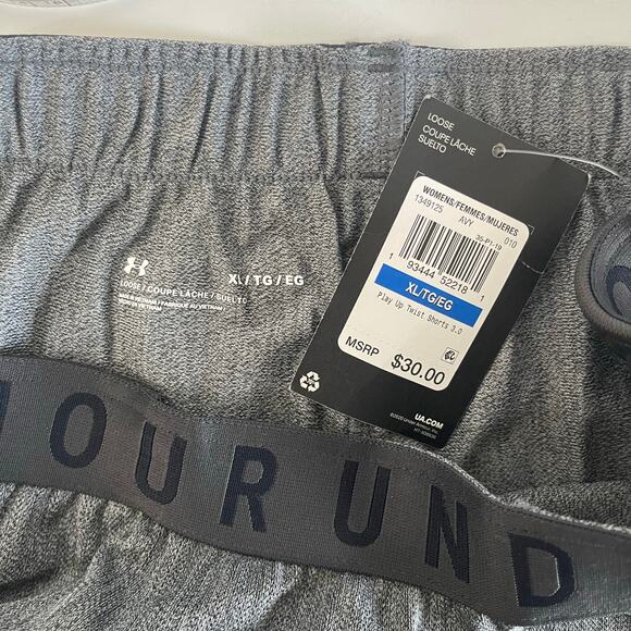 NEW Under Armour Play Up Twist Shorts 3.0 Gray/Black 3” Activewear - Size XL - Picture 7 of 7